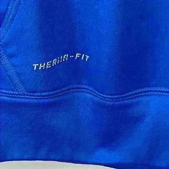 Nike Therma-Fit Boy’s Pullover Hoodie Sweatshirt Sz Large Blue/Orange Polyester - Picture 6 of 11